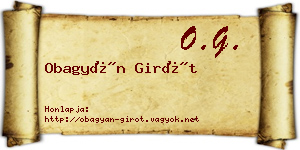 Obagyán Girót névjegykártya